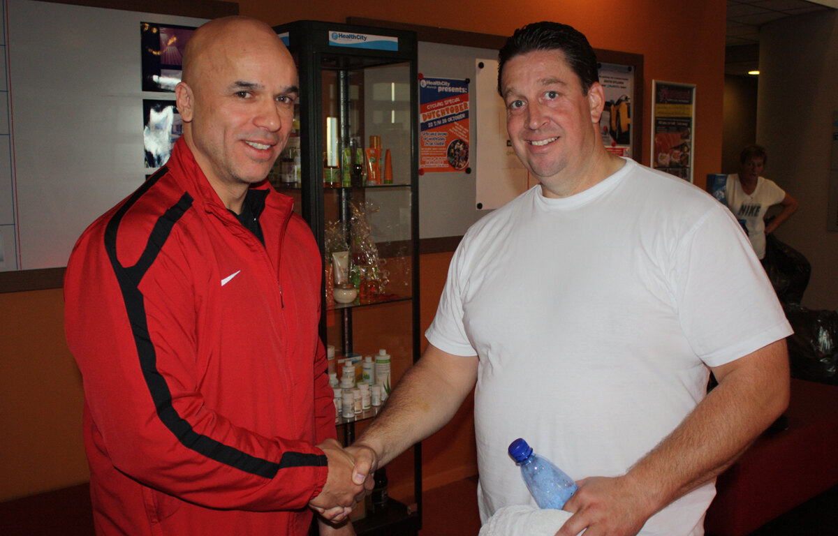 John Vermeer en Paul Roelofs na een personal-training-sessie